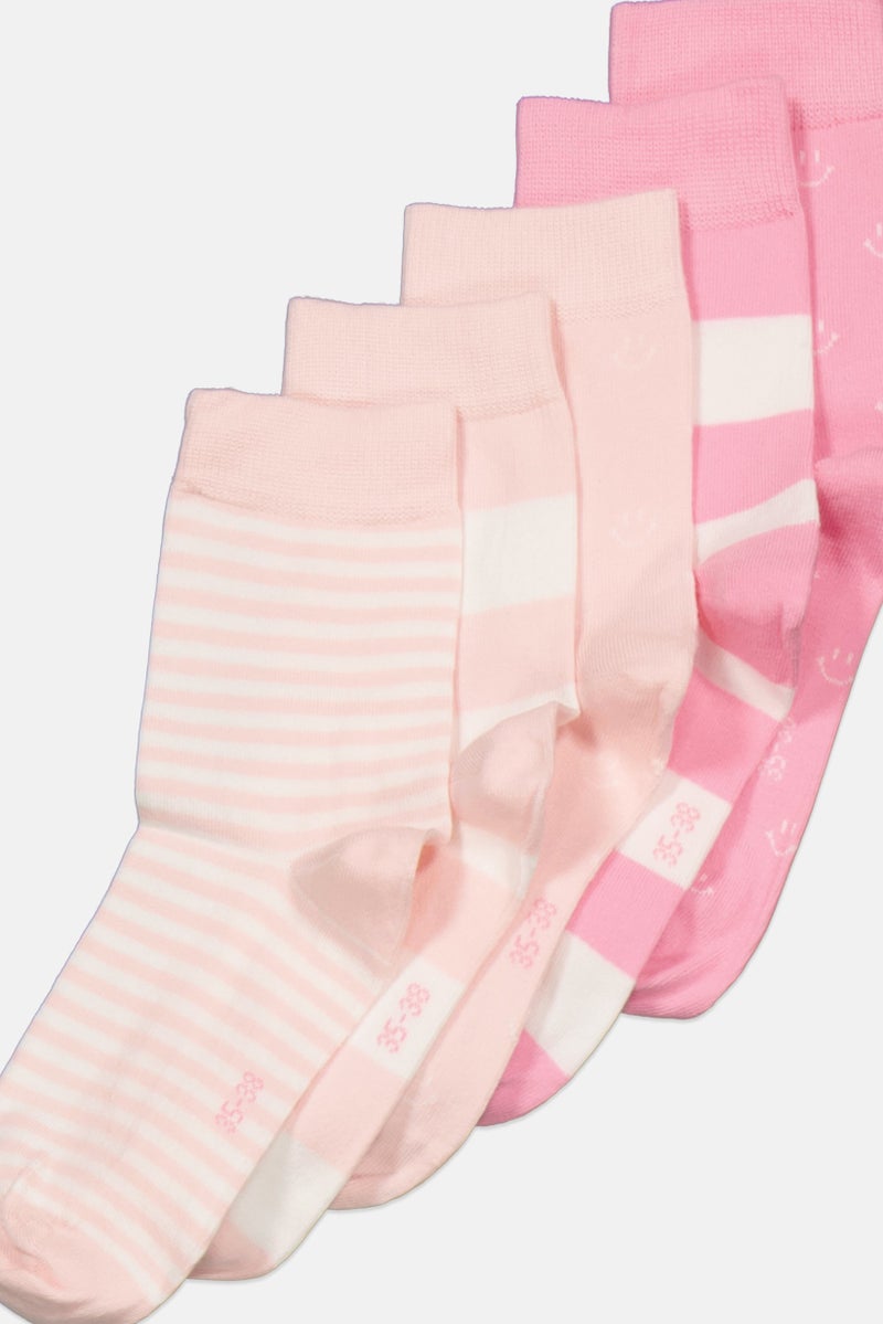 Tchibo Kids Girl 5 Pack Stripe Socks, Pink/White - Image 2